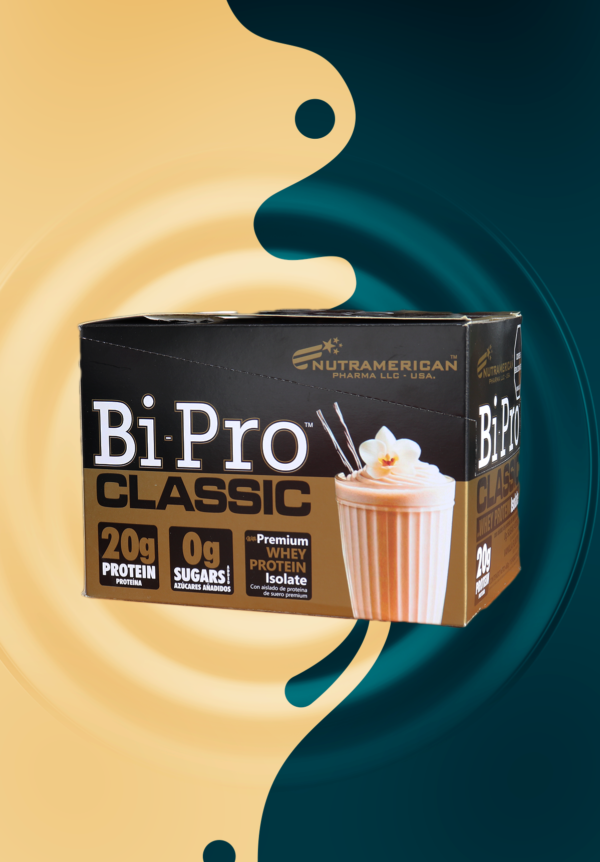 Caja de sachets de proteína Bipro x 18